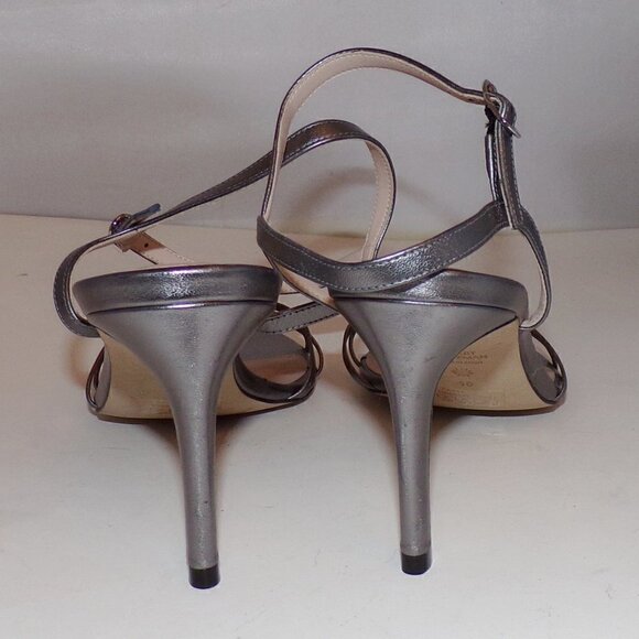 Stuart Weitzman Starla 80 Gunmetal Leather Sandal sz 10 New - Picture 5 of 6